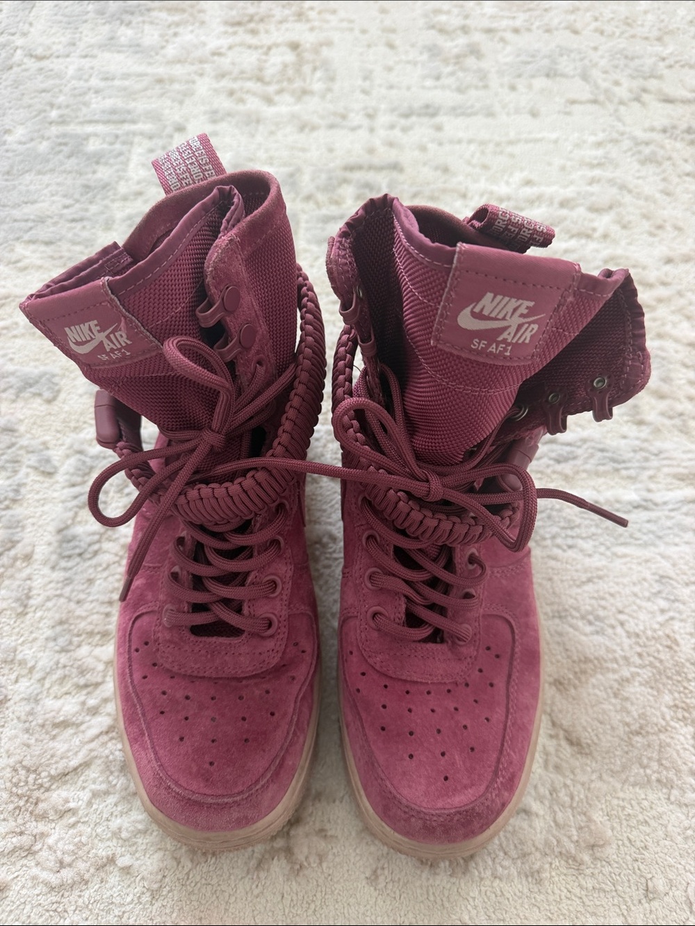 Nike Women’s Lace-Up High-Top Boots in Burgundy